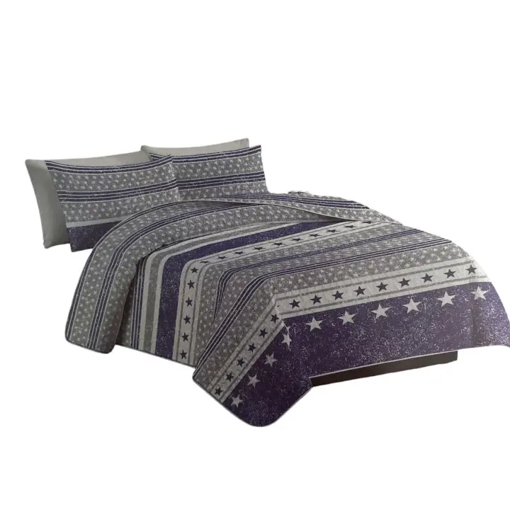 VALEO Juego Colchas Buti Artesanal + Funda Cojín 50x70cm - Cama 90/135/150cm - Azul - 1