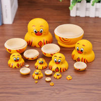 Matrioskas Rusas De 5-10 Capas Juguete Pato Amarillo Para Niños Y Adultos Artesanía Hecha a Mano Decoración DIY Figura De Arte Moderno - details 4
