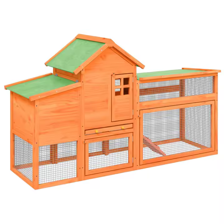 vidaXL Gallinero moca 186,5x58,5x113 cm Color Moca,  Marrón,  Gris y mas - 1