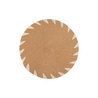 Cofan Pack de 6 salvamanteles individuales  Bajoplatos redondos  Color: beige y blanco  Salvamanteles con detalles decorativos  Diámetro: 38 cm - details 1