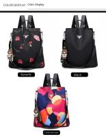 Mochila De Moda Para Mujer En Tela Oxford Impermeable Con Gran Capacidad Para Escuela Y Viajes Bolsa De Hombro Con Estampado Florido - details 12