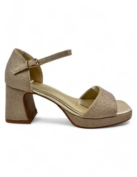 Sandalia tacon fiesta plataforma mujer oro 130795 - 1