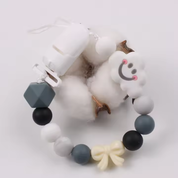 Cadena para chupete de silicona con forma de nube, mordedor anticaídas, juguete para bebé, cinturón anticaídas. - 1