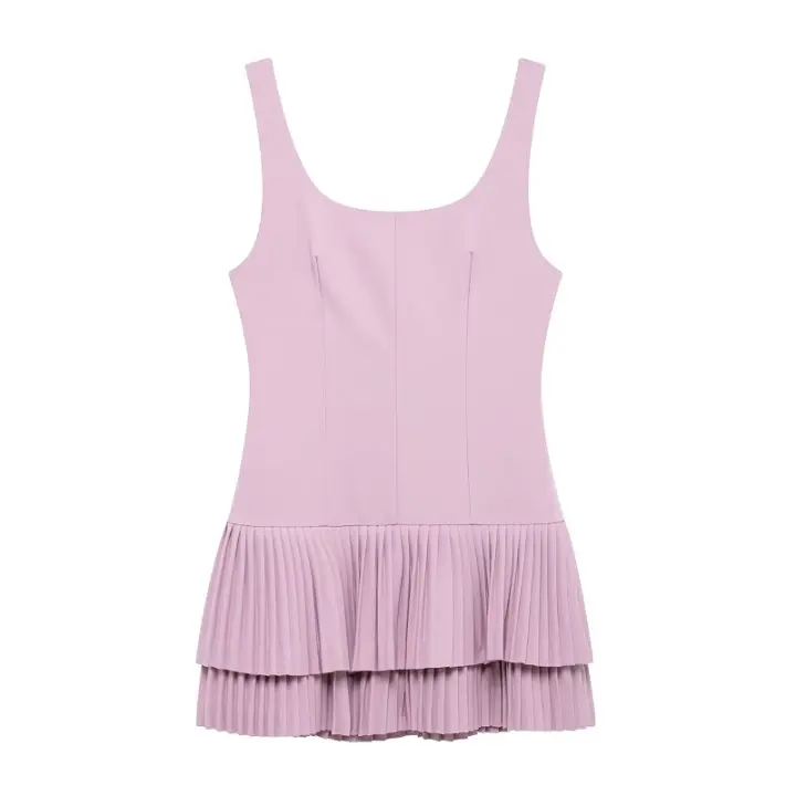 MUJER 2025 Vestido Mini Plegado Para Mujer Traje De Verano Sin Espalda Con Tirantes Jumpsuit Sexy Para Fiesta Polyester - 1
