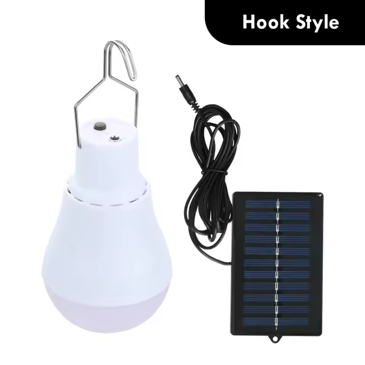 Lámpara Solar Portátil Bombilla LED Recargable para Campamento Pesca Nocturna Panel Solar de Energía Renovable Luz Blanca 1.5W - 1