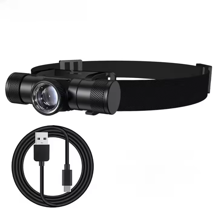 Linterna Frontal De Aleación De Aluminio Con Foco Variable Luz Fuerte Alcance Largo Impermeable Recargable Larga Vida Para Camping Y Senderismo - 1