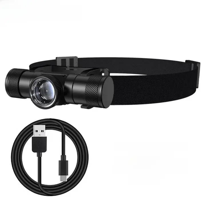 Linterna Frontal De Aleación De Aluminio Con Foco Variable Luz Fuerte Alcance Largo Impermeable Recargable Larga Vida Para Camping Y Senderismo - 1