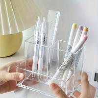 Estuche De Almacenamiento Para Escritorio Con Tres Compartimentos De Acrílico Transparente 1 Pieza Renovación De Mesa Estudiante - details 0