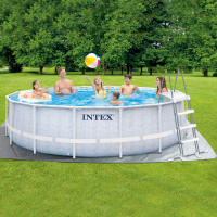 Piscina desmontable Chevron Prism Premium INTEX Redonda, Medidas 488x122cm, incluye parche de reparación, depuradora de cartucho, tapiz, cobertor y escalera de seguridad. Capacidad de 19.156L - details 1