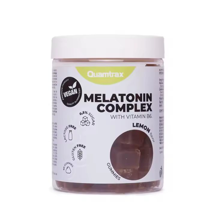 Melatonina Complex 60 gominolas, 45mg de melatonina, extractos de melisa, tila y valeriana, vegano, sin gluten, sin lactosa. QUAMTRAX - 1