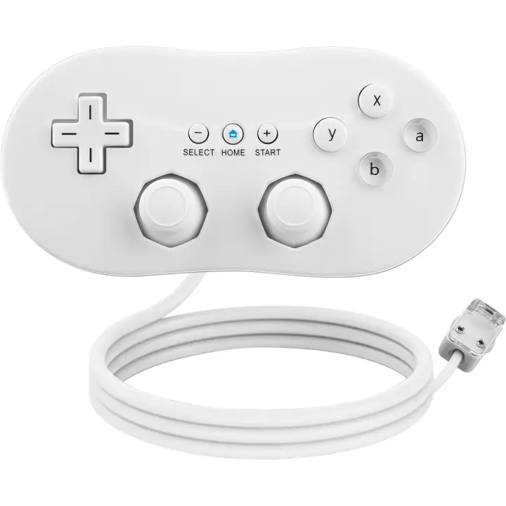 Mando clásico con cable y joystick para Nintendo Wii, color blanco - 1