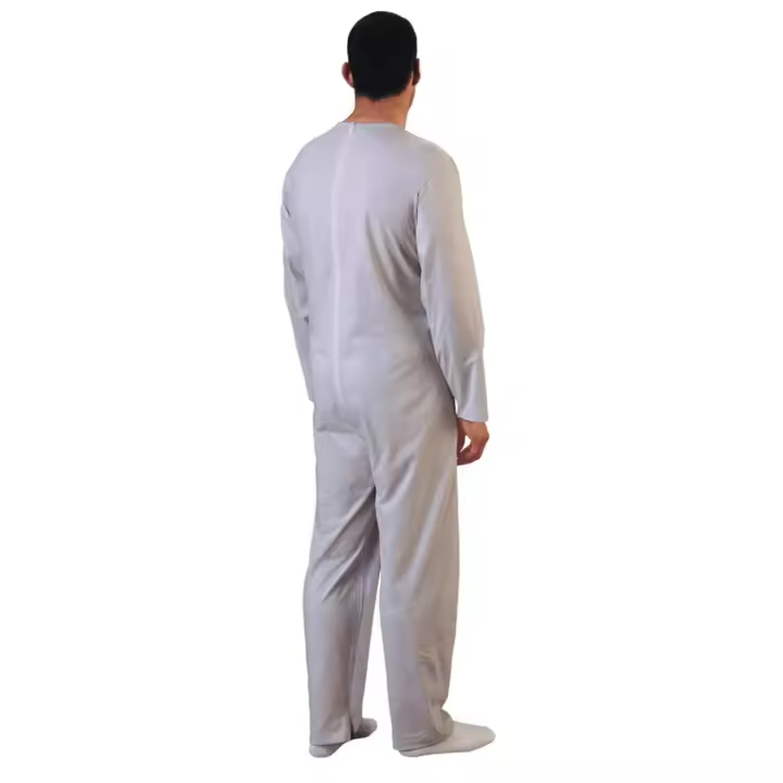 Rekordsan - Pijama Antipañal Geriátrico-  Ideal Hombre En Fresco Algodón Con 2 Cremalleras-  Color Gris - Talla 4 (XL) N / - 1