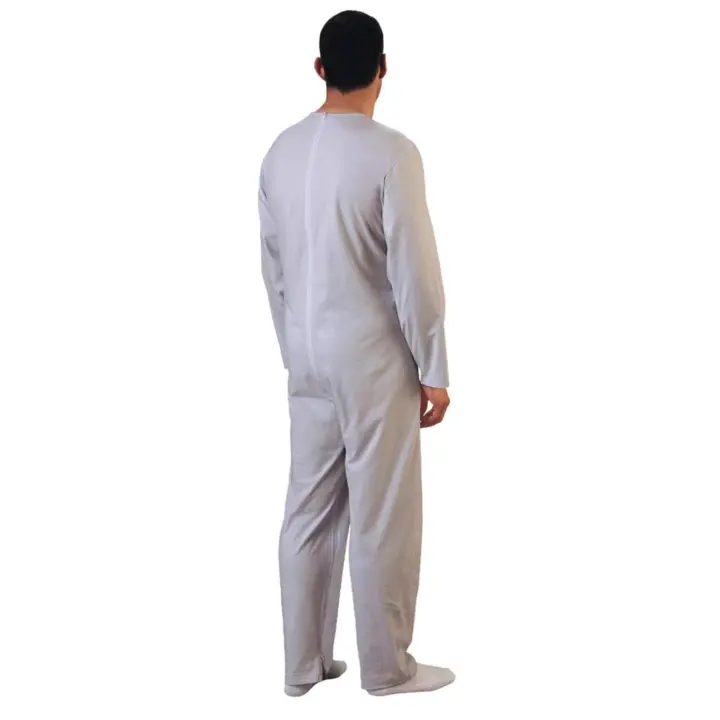 Rekordsan - Pijama Antipañal Geriátrico-  Ideal Hombre En Fresco Algodón Con 2 Cremalleras-  Color Gris - Talla 4 (XL) N / - 1