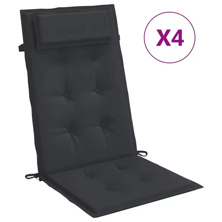Lona Fundas de Silla con respaldo alto 4 UDS Oxford Negro - 1