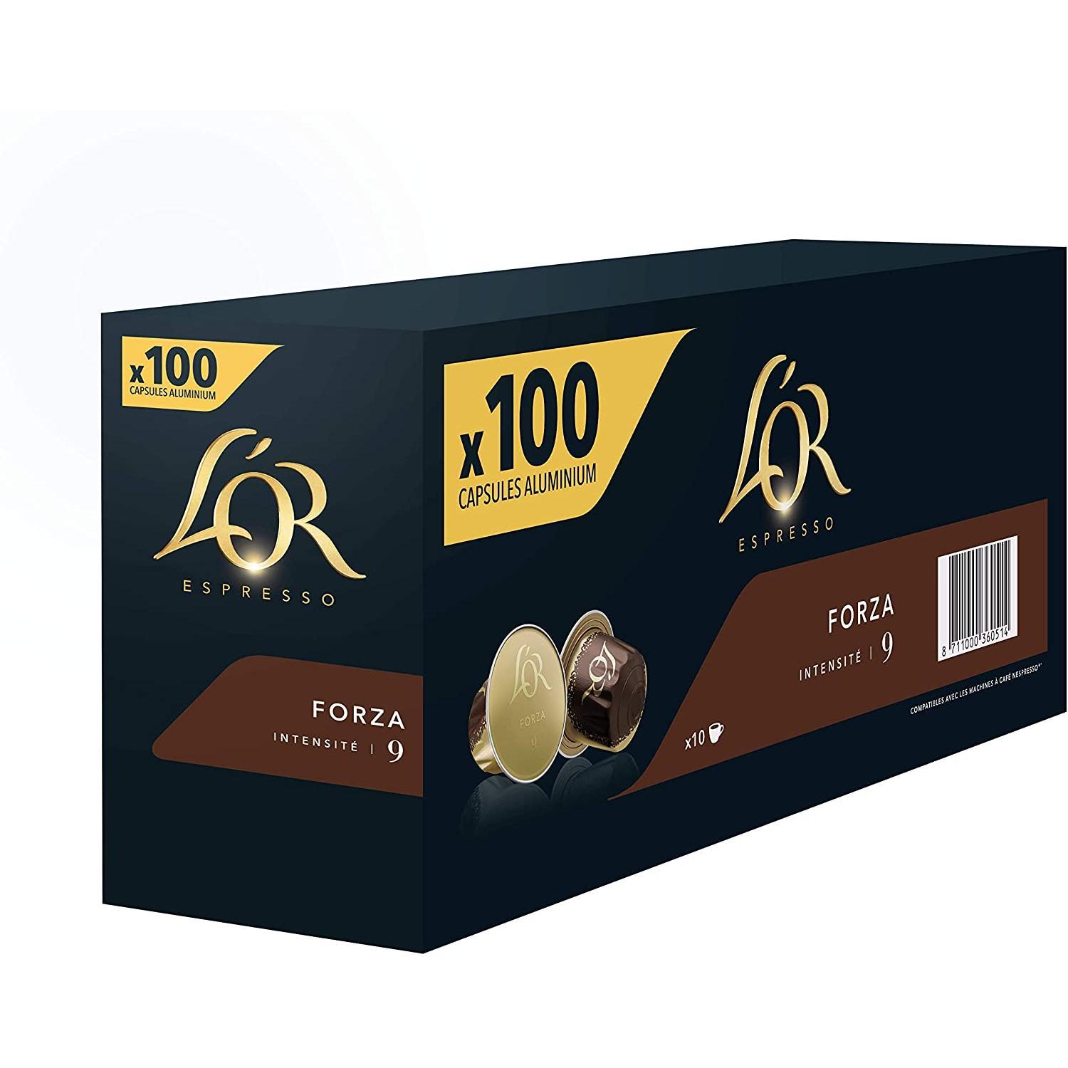 L'Or Café Forza Intensidad 9 - Pack de 100 Cápsulas Compatibles con Nespresso