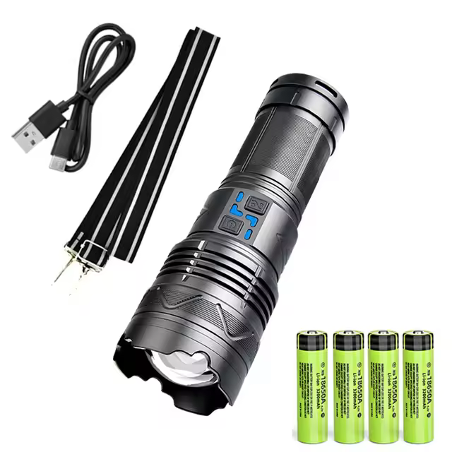 Linterna Táctica Super Brillante 20000LM 100W GT60 Longitud De Rayo Potente Torcha LED Recargable USB Usando 4 Baterías 181350A - 1
