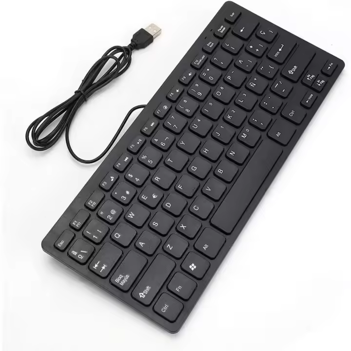 BIT Teclado español con Cable Ultrafino, Blanco o Negro con Conexión USB de 78 Teclas, Plug and Play, Robusto y silencioso Teclado portátil para Juegos de Oficina - 1