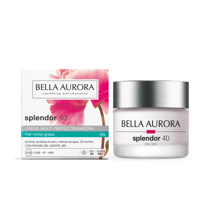 BELLA AURORA - Crema de Día Splendor 40, para Piel Mixta-Grasa, Crema Hidratante, +40 Años, Uso Diario, Crema Antimanchas y Antiedad, Protección SPF20, para un Piel Brillante y Luminosa