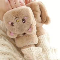 Guantes De Piel De Conejo Y Gato Para Mujer Guantes De Invierno De Plush Cálidos Y Suaves Medio Dedo Flexibles Y Gruesos - details 24