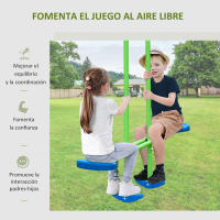 Outsunny Juego de Columpios de Jardín de Metal con Altura Ajustable Columpios para Niños de +3 Años con Columpio Doble Balancín para Patio Terraza 280x140x178 cm Verde - details 3