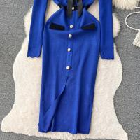 YuooMuoo Vestido Elegante Bodycon Para Mujer Con Cuello V Y Lazo Manga Larga Split Frontal Estilo Oficina Lady Chic Para Fiesta Y Trabajo - details 23