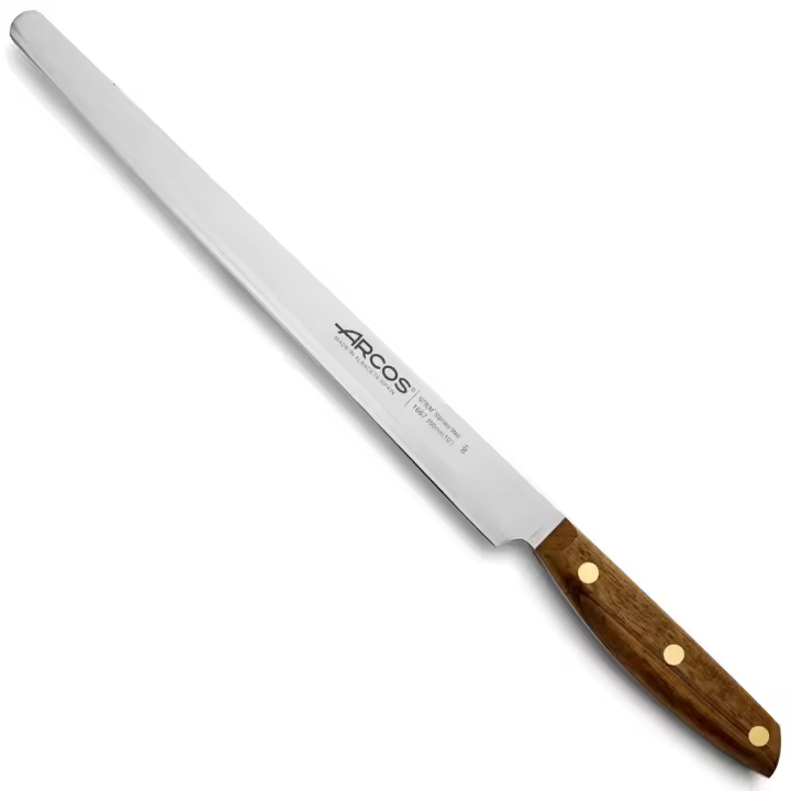 ARCOS Nórdika - Cuchillo Jamonero (250 mm) - Hoja de Acero Inoxidable Nitrum® - Mango de Madera de Ovengkol - 1