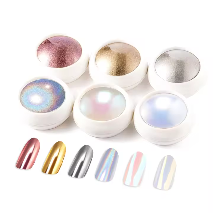 Polvo de uñas cromado: polvo de cromo con efecto súper metálico para uñas, dorado, plateado, rojo, láser, blanco perlado. - 1