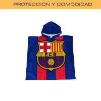 MOZURU Poncho Microfibra Blaugrana 60x120 cm – Toalla Poncho Infantil Fútbol Club Barcelona | Secado Rápido - details 2