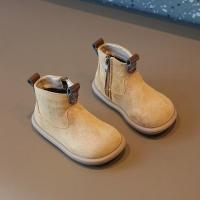 Botas De Niños Y Niñas Para Otoño Invierno Antideslizantes De Cuero Suave Con Plush Abajo Botines Casuales Para Niños - details 2