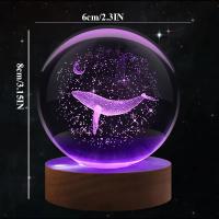Lámpara De Noche De Vidrio Pulido Con Grabado Láser 3D De Luna Y Ballena Decoración Moderna Regalo De Navidad Para Sala - details 1