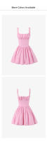 Vestido De Mujer PB&ZA A2024 Verano Moda Casual Cuello Cuadrado Sin Mangas Pleated Ajustado Con Tirantes Colgantes Vestido De Fiesta - details 4
