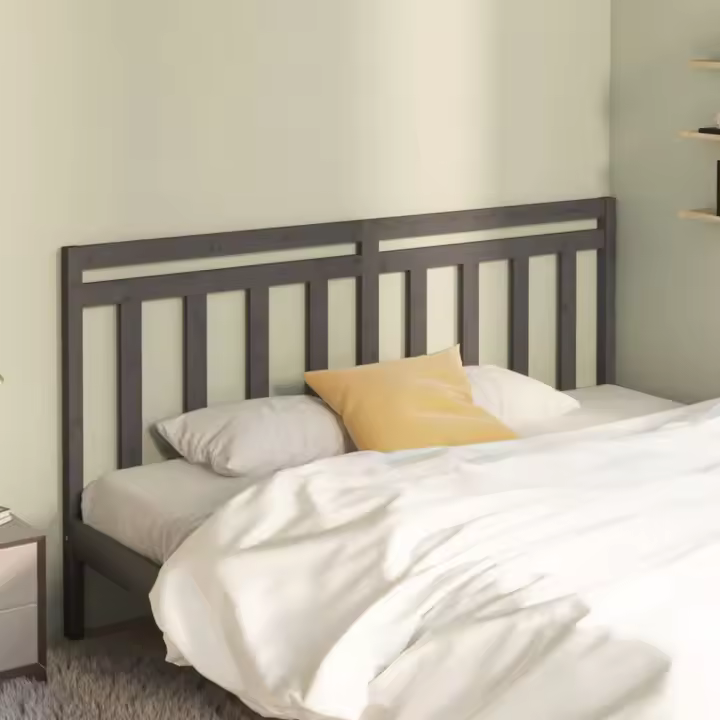 vidaXL Cabecero de cama madera maciza de pino gris 186x4x100 cm - 1