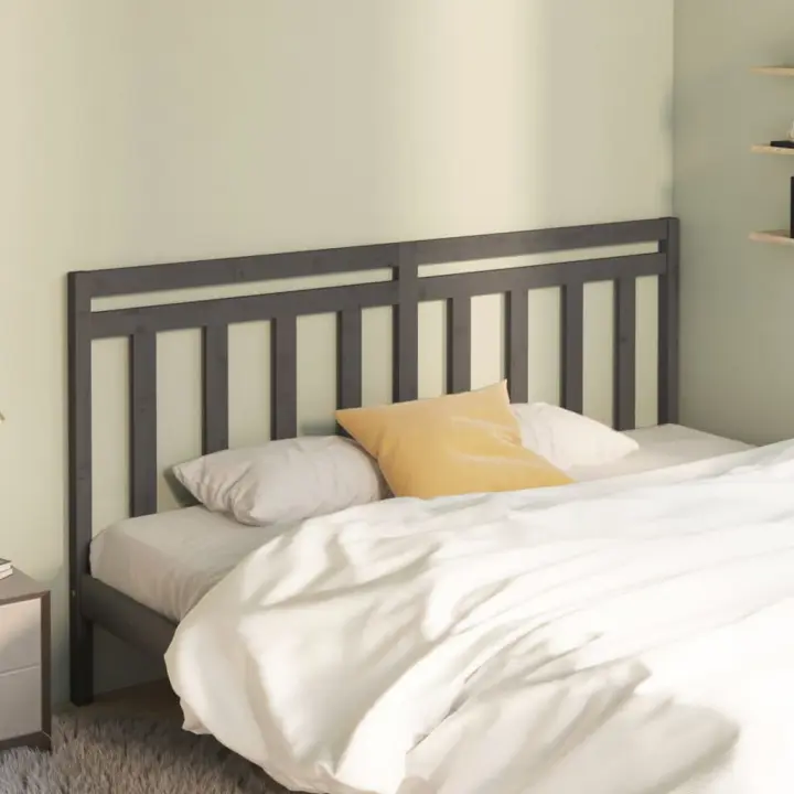 vidaXL Cabecero de cama madera maciza de pino gris 186x4x100 cm - 1