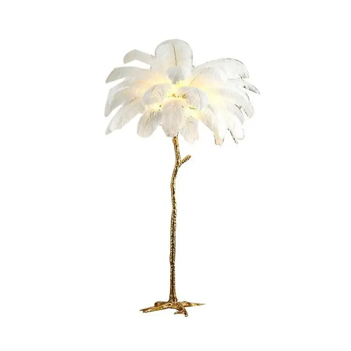 Elegante pluma de avestruz LED lámpara de pie-Estilo nórdico Salón dormitorio iluminación decorativa fL - 1
