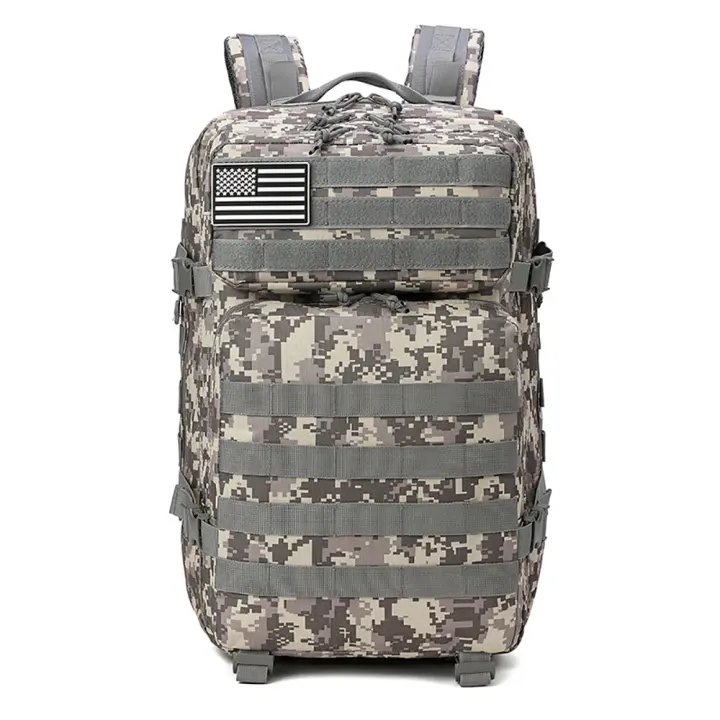 Prowalk-Mochila 45 litros para viaje de diseño militar color ACU digital de asalto para senderismo y acampada estilo ejército con sistema molle , para hombres y mujeres adultos, mochila grande de cabina avion, ideal para camping , rutas , caza y pesca - 1