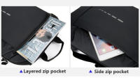 Mochila Impermeable Para Hombres Ultra Ligera Estilo Clásico Con Capa De Computadora De 15.6' Mochila De Hombro Suave Material Nylon Con Costuras Embossing - details 4