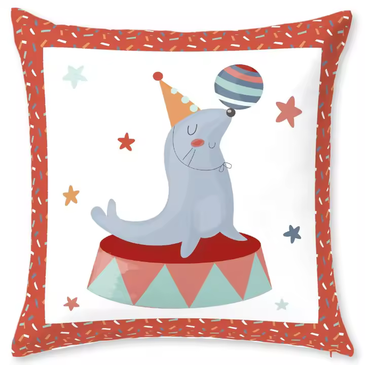 JVR - Cojin algodón modelo CIRCUS  - Tejido 100% Algodón - Estampado digital - Fabricado en España - Medidas 60x60 - 1