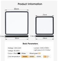 Luz De Techo Cuadrada Ultrafina 2.4cm 24W 36W 110V 220V Con Patrón De Madera Para Decoración De Habitaciones Dormitorio Sala De Estar Cocina - details 3