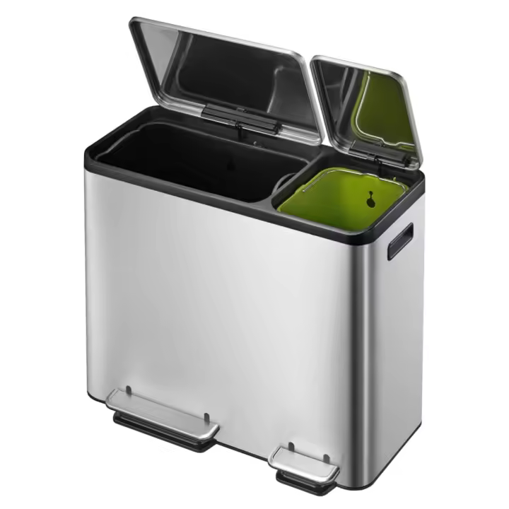 EKO Cubo de Basura con Pedal Ecocasa Plateado Mate Papelera Cocina Capacidad 2 x 15 L,  30 L,  30 + 15 L y mas - 1