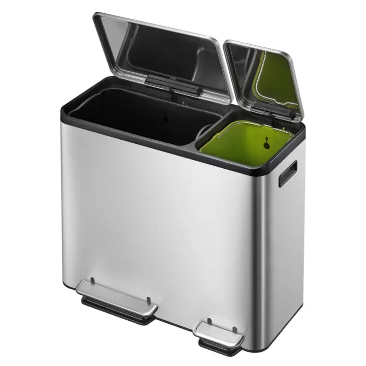 EKO Cubo de Basura con Pedal Ecocasa Plateado Mate Papelera Cocina Capacidad 2 x 15 L,  30 L,  30 + 15 L y mas - 1