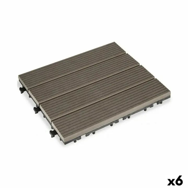 Baldosa Encajable Ibergarden SM-4P-ALDH Negro Polietileno Composite 30 x 2,6 x 30 cm (6 Unidades) - 1