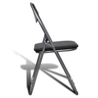 vidaXL Sillas de comedor plegables 2 uds cuero sintético y acero negro - details 2