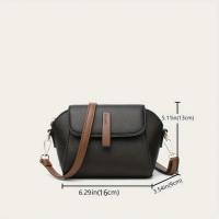 Mini flap messenger bag, fashionable solid color shoulder bag, women's daily commuting PU wallet, coin purse women's casual bag - details 0