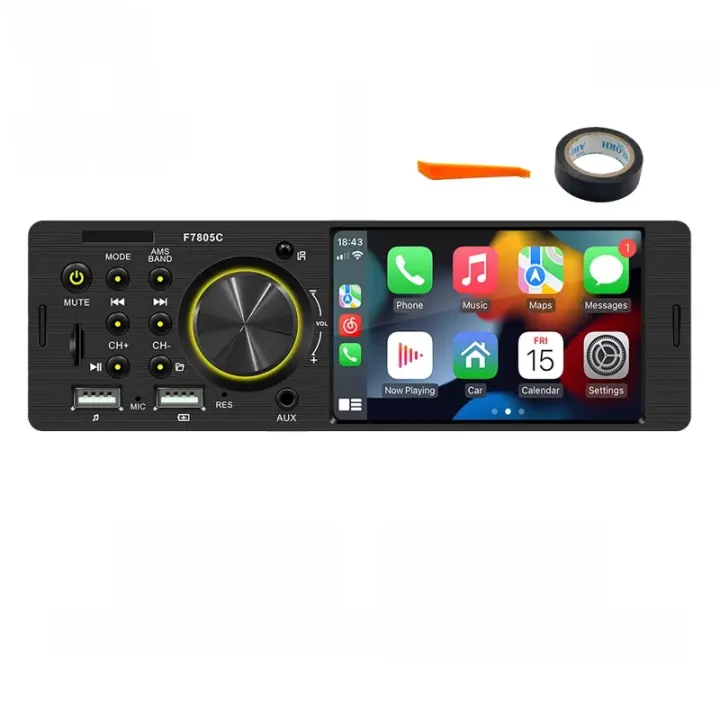 BQCC 1 Din4.1 Pulgadas Pantalla Táctil Radio Para Coche Con Android Auto Carplay Bluetooth FM USB Lámparas Colores Universales Stereo De Coche - 1