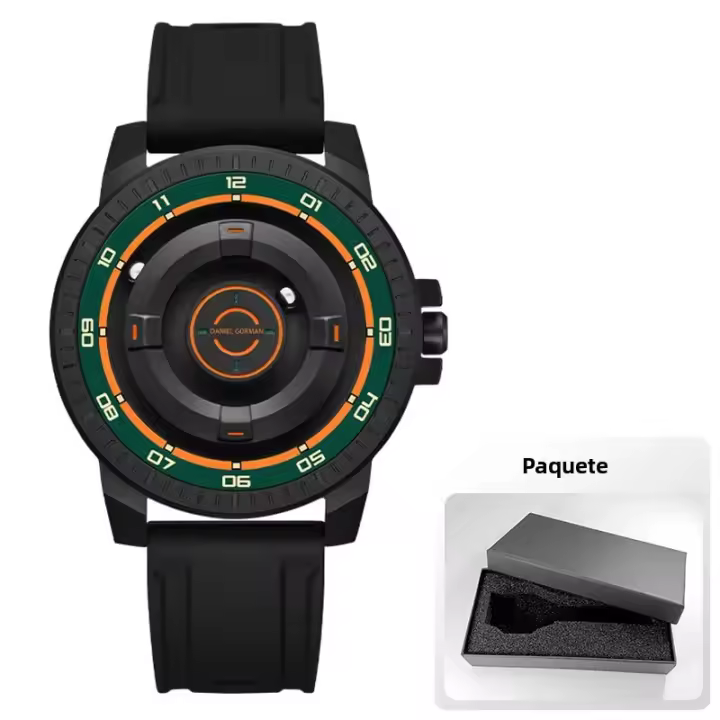 Reloj De Cuarzo Para Hombre Daniel Gorman Con Correa De Silicona Y Acero Inoxidable Impermeable Y Magnético DG0221 Verde Y Negro - 1