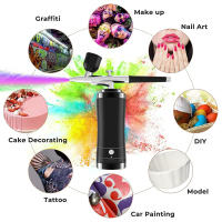 Kit De Aerógrafo Para Uñas Con Compresor Portátil Para Pintura De Galletas Y Artesanías Herramienta De Belleza Multifuncional Recargable Metal - details 2