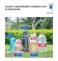 Botella Deportiva De Agua Portátil Con Pajita Gran Capacidad 0.7/1/2/3L Para Camping Picnic Escalada Deportes Al Aire Libre - details 9