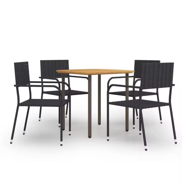 vidaXL Set de muebles de comedor de jardín 5 piezas de ratán negro - 1