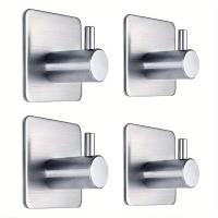 4Pcs Gancho De Pared Adhesivo De Acero Inoxidable Resistente Al Agua Para Baño Y Dormitorio Montaje Fácil En La Pared - details 0