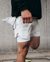 Shorts De Verano 2023 Para Hombre Deporte Fitness Running Doble Capa Quick-drying Two-in-One Estilo Casual Cierre Con Cordón - details 4